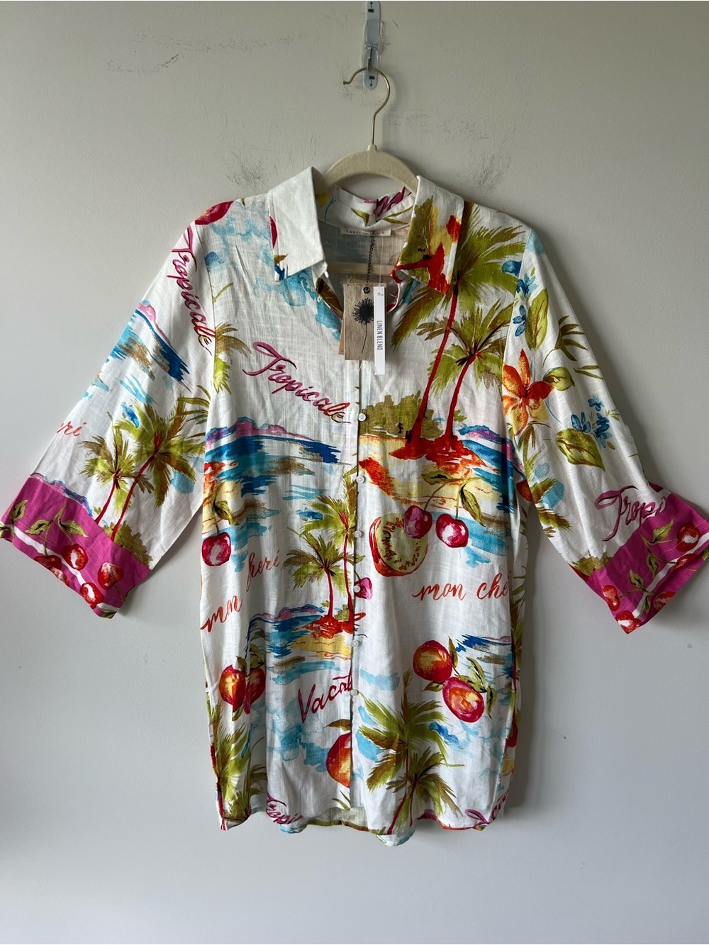 NWT Label of Love Anthropologie Linen Blend Nalani Shirt Dress Swim Cover-Up
